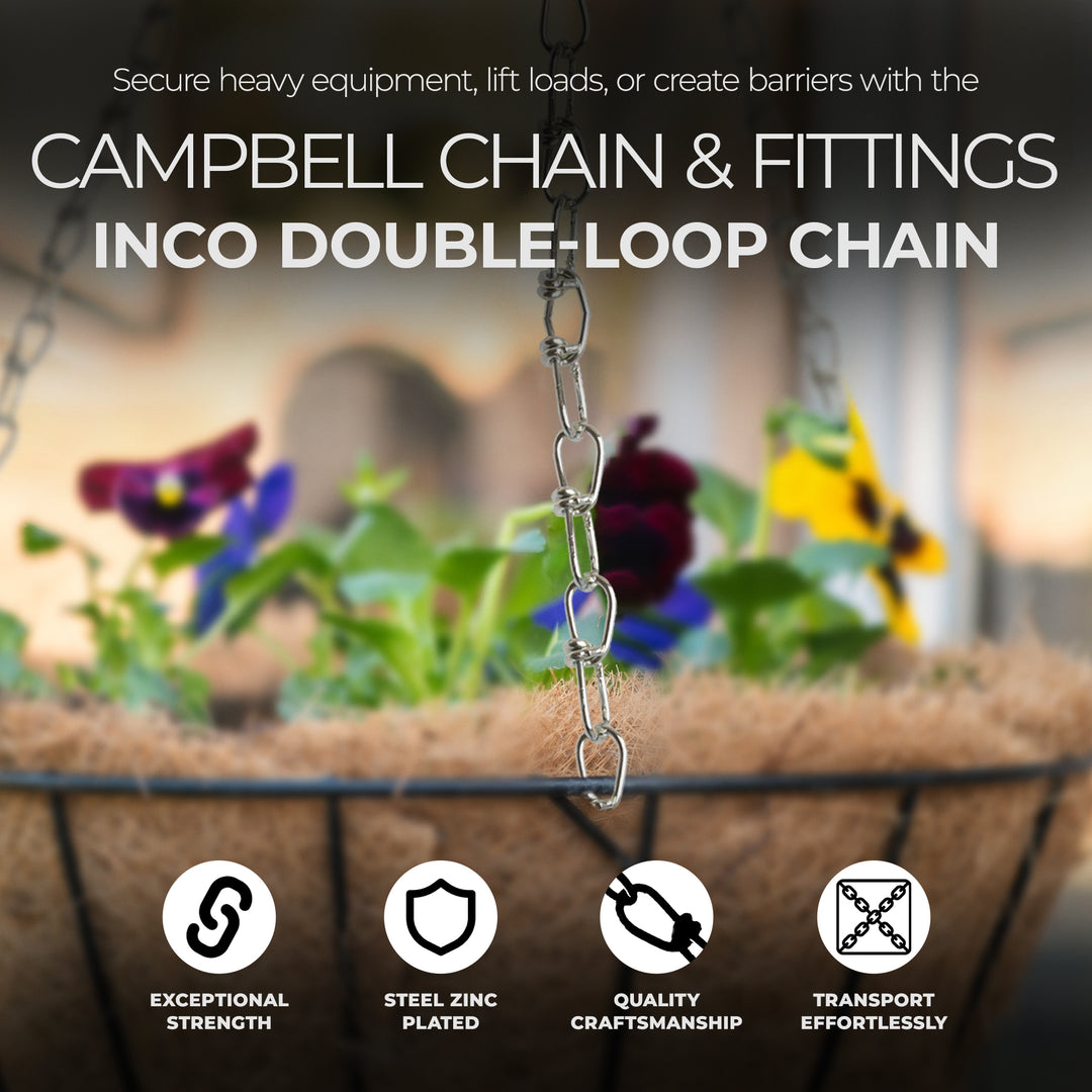 Campbell Chain & Fittings Steel Zinc Plated Inco Double Loop Chain Square Pail