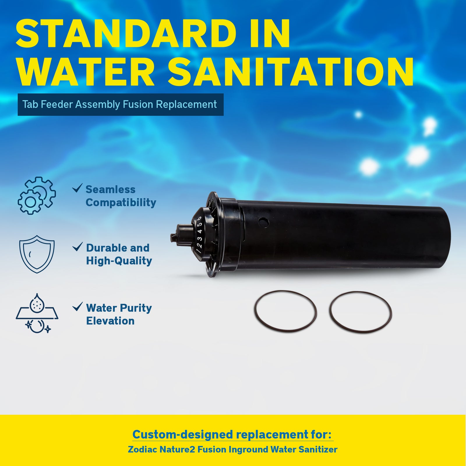 Zodiac Tab Feeder Assembly Fusion Replacement w/Body, Cap & 2 O Rings (Open Box) - VMInnovations