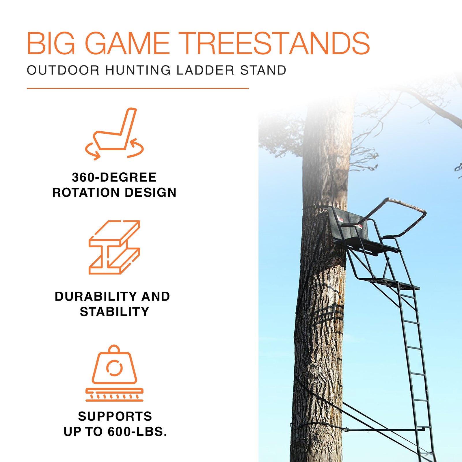 Big Game The Big Buddy Deer Hunting Ladder Climbing Tree Stand w/Flex-Tek Seat - VMInnovations