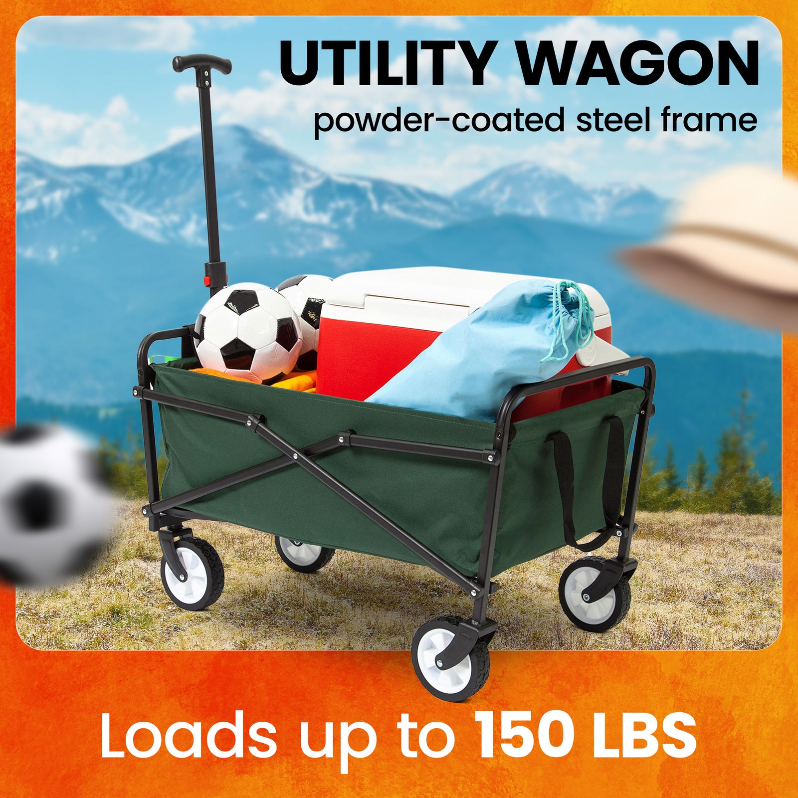 Seina Heavy Duty Folding Outdoor Utility Cart w/150lbs Capacity (For Parts) - VMInnovations