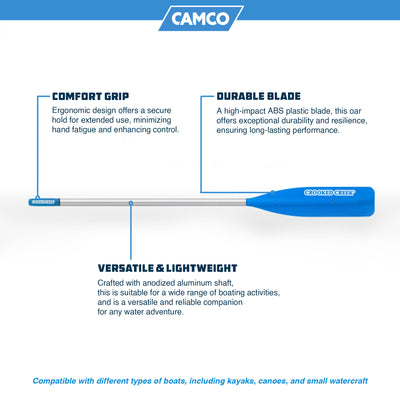Camco CROOKED CREEK 7' Lightweight Synthetic Boat Oar with Comfort Grip, Blue - VMInnovations