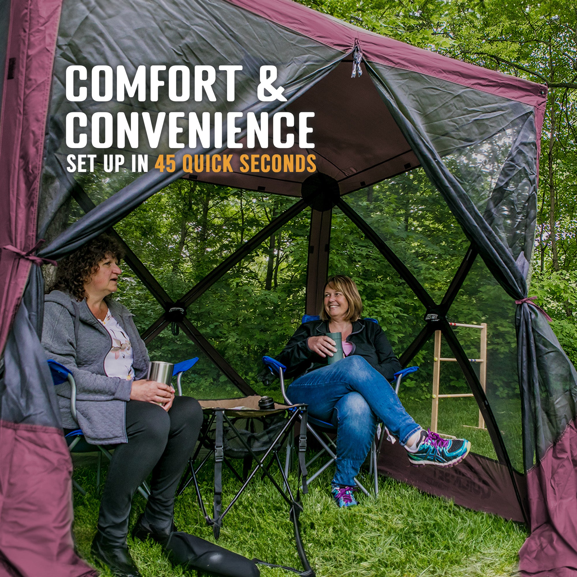 CLAM Quick-Set 6x6ft Portable Outdoor 4 Sided Canopy Shelter, Plum (Open Box) - VMInnovations