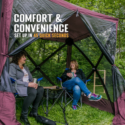 CLAM Quick-Set 6x6ft Portable Outdoor 4 Sided Canopy Shelter, Plum (Open Box) - VMInnovations