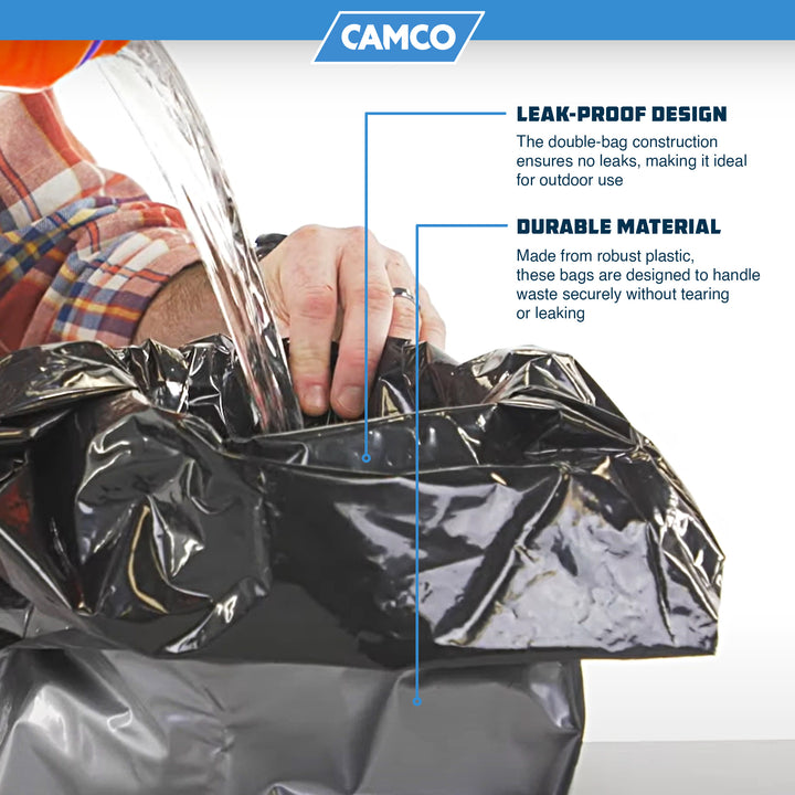 Camco 10 Pack of Leak Proof Double Lined Toilet Waste Bags, Black (Open Box)