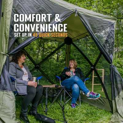 CLAM Quick-Set Traveler 6x6Ft Portable Outdoor 4 Sided Canopy Shelter, Green/Tan - VMInnovations