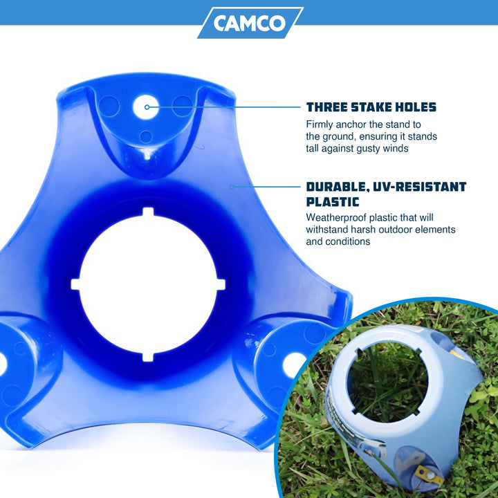 Camco Universal Fit Weatherproof Plastic Water Filter Stand with Stake Holes