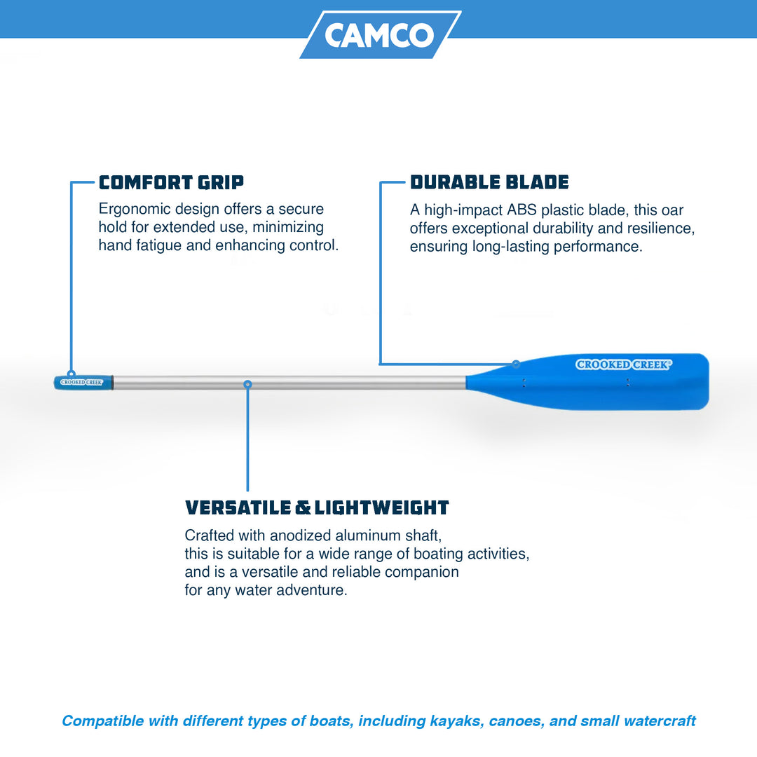 Camco CROOKED CREEK 7' Lightweight Synthetic Boat Oar with Comfort Grip, Blue