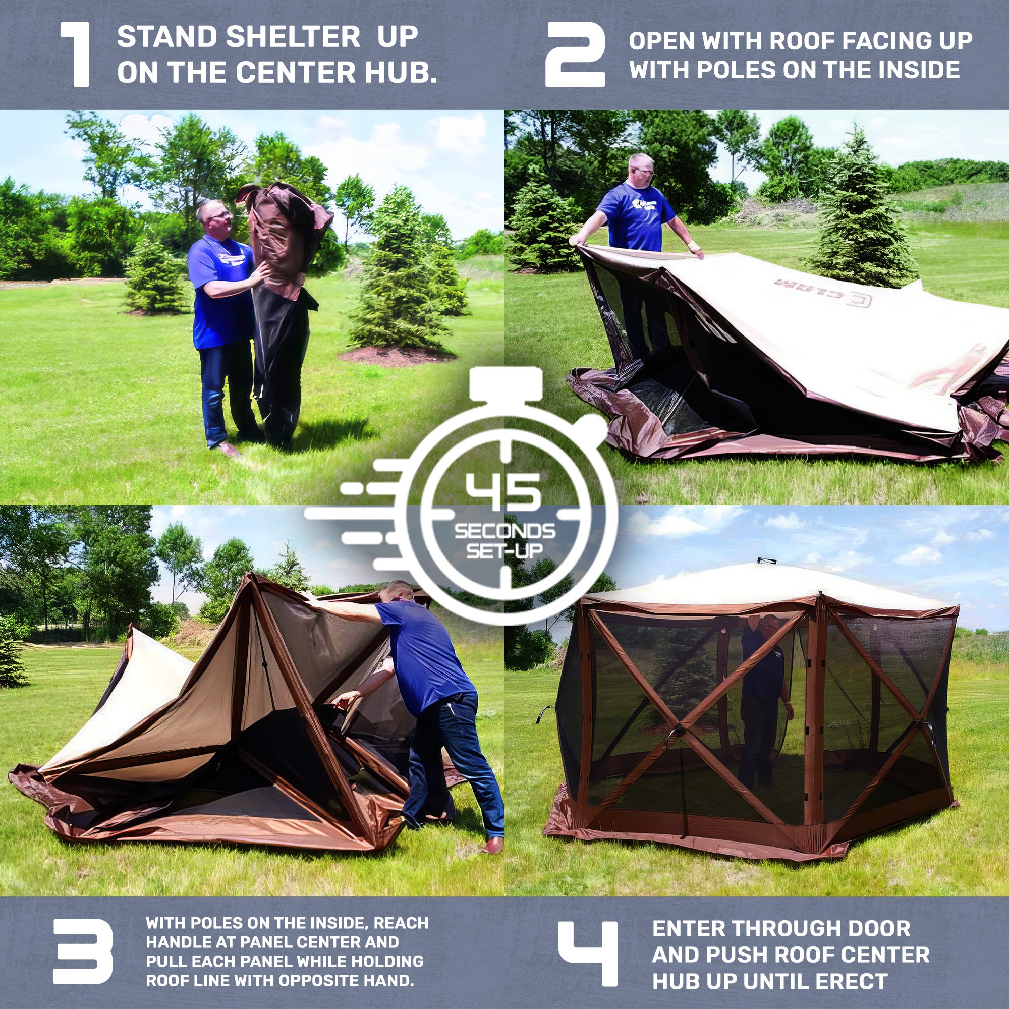 CLAM Quick-Set Traveler 6x6 Ft Portable 4 Sided Canopy Shelter, Blue (Used) - VMInnovations