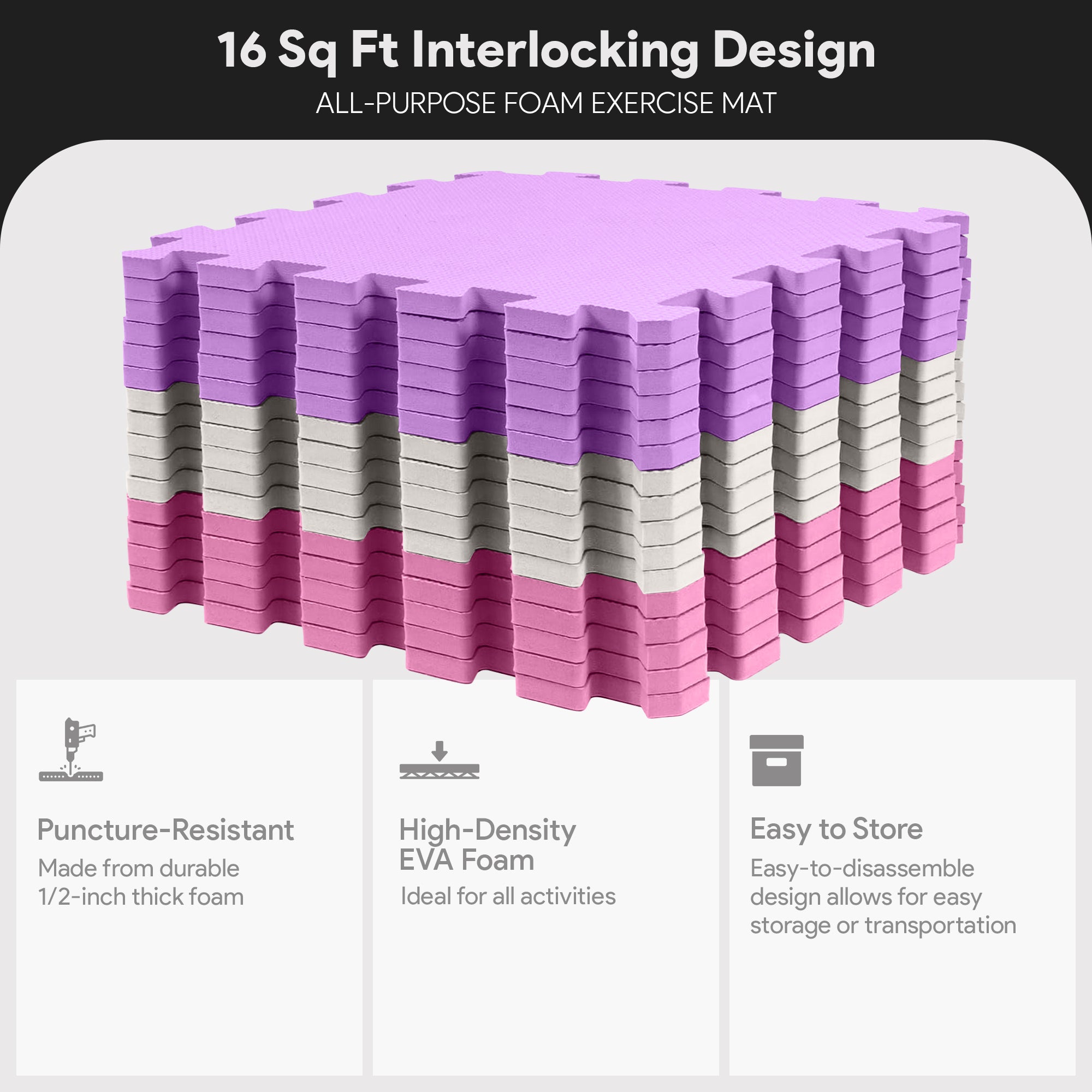 BalanceFrom 16 Tile Thick Interlocking Puzzle Foam Exercise Play Mat (Used) - VMInnovations