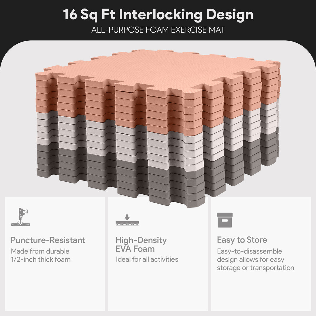 BalanceFrom Fitness 16 Tile Interlocking Puzzle Foam Exercise Play Mat (Used) - VMInnovations