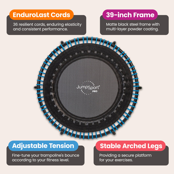 JumpSport 39" Fitness Trampoline w/Blue EnduroLast Elastic Cords (For Parts)