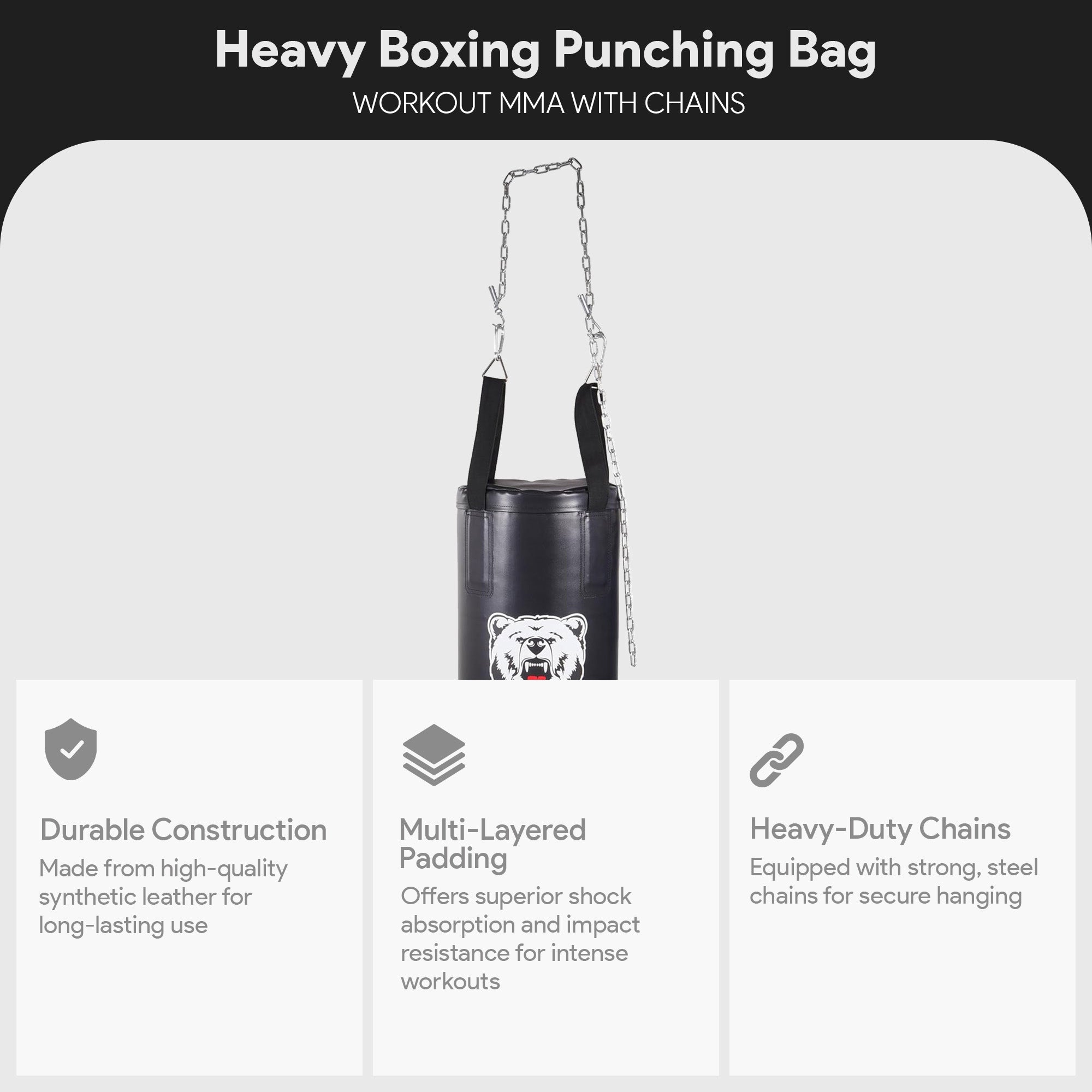 BalanceFrom Fitness Workout MMA 70 Pound Heavy Boxing Punching Bag with Chains