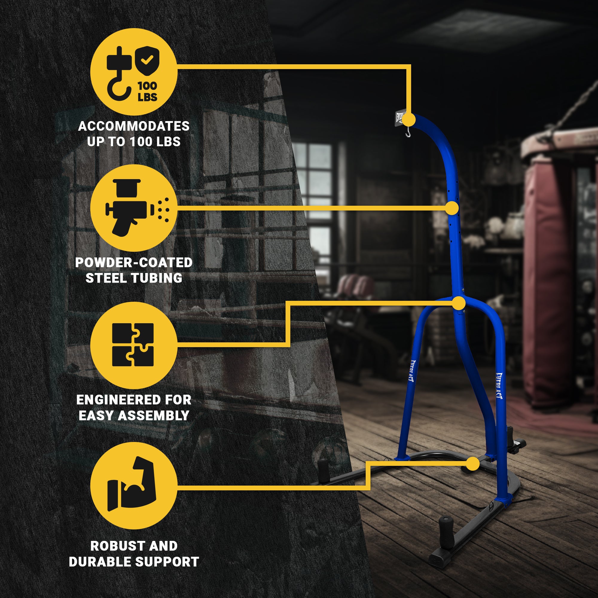Everlast Single Station Powder Coated Steel 100lbs Punching Bag Stand (Open Box) - VMInnovations