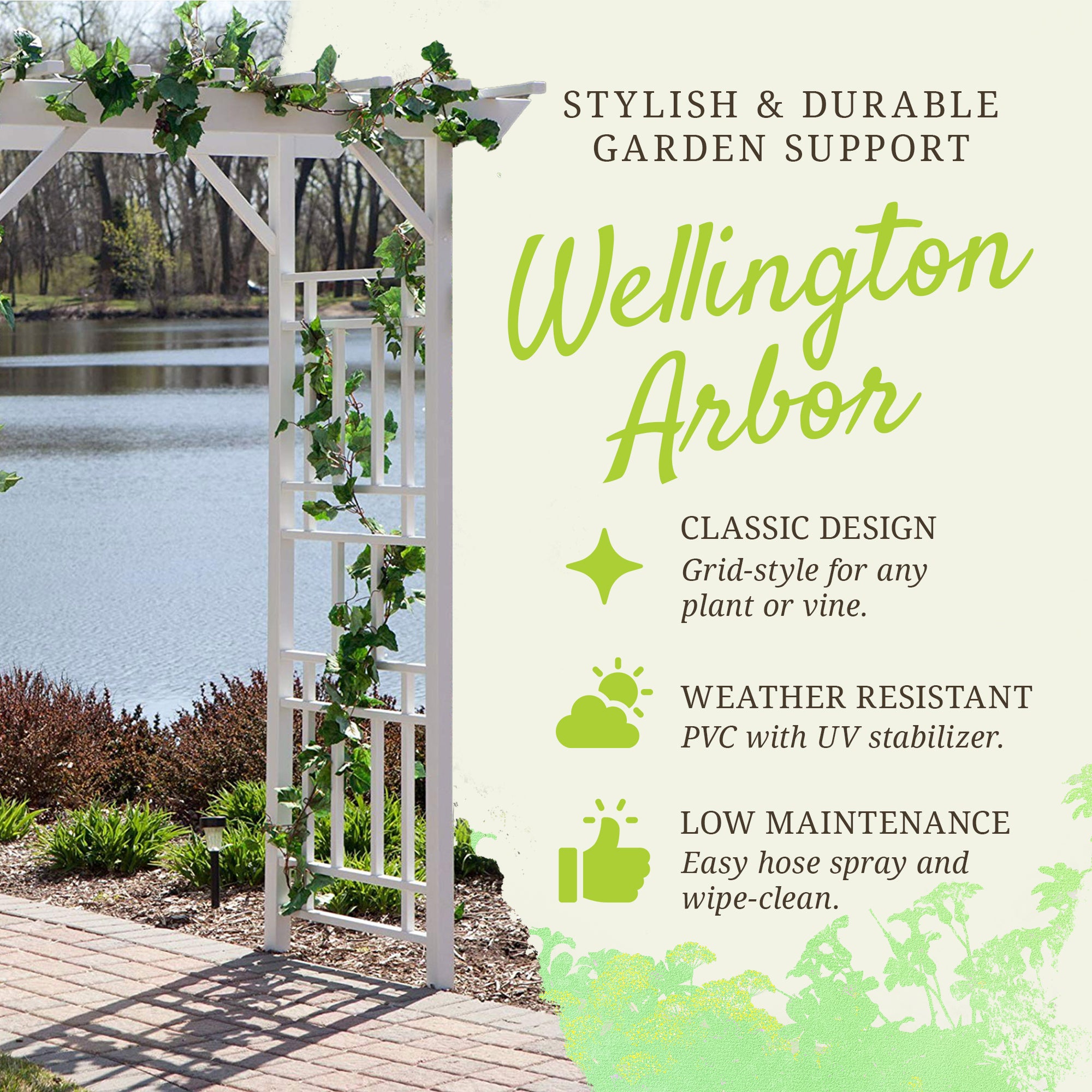 Dura-Trel 41 x 72 x 95 Inch Vinyl Outdoor Garden Patio Arbor, White (Used) - VMInnovations