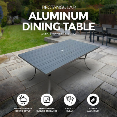 Four Seasons Courtyard Tuscany 72 x 39" Aluminum Dining Table, Black (Used) - VMInnovations