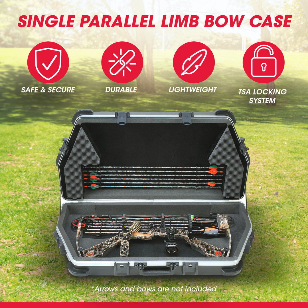 SKB Cases 4119 Hard Exterior Waterproof ATA Single Parallel Limb Bow Case, Black