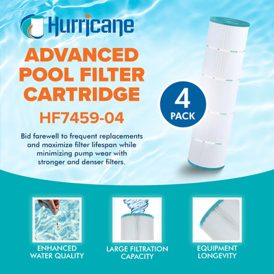 Hurricane Advanced Pool Filter Cartridge for PJAN85, C-7459, FC-0800 (4 Pack)