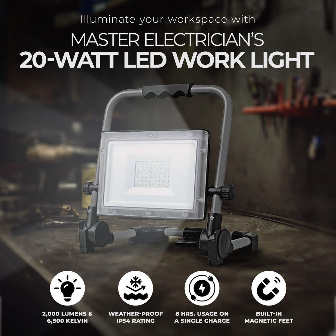 Master Electrician 20 Watt Rechargeable 2,000 Lumen LED Work Light (Open Box)