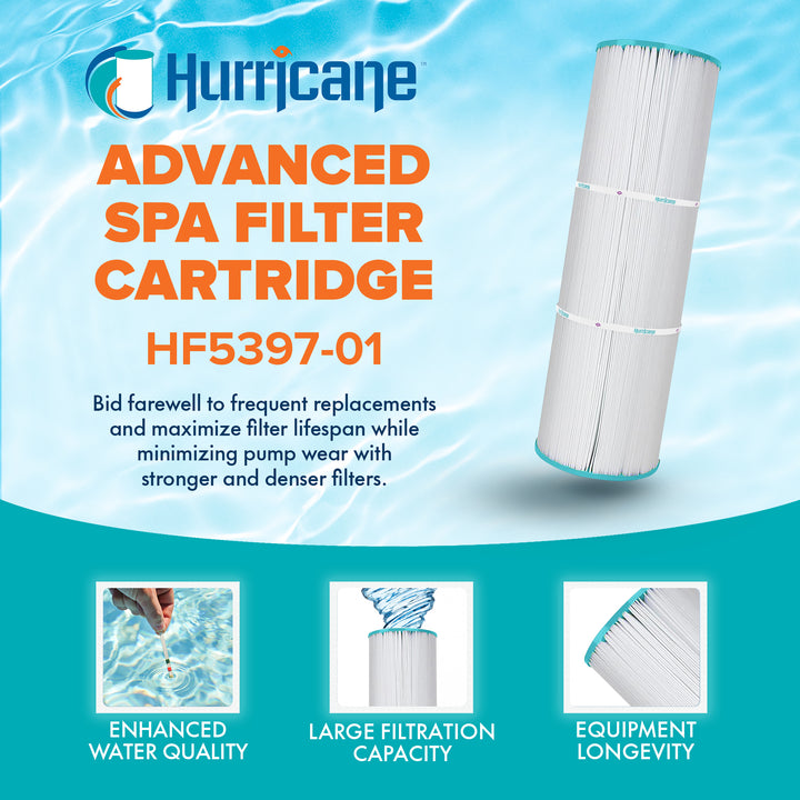 Hurricane Spa Filter Cartridge for PLB-S-100 and Unicel C-5397, White (Open Box)