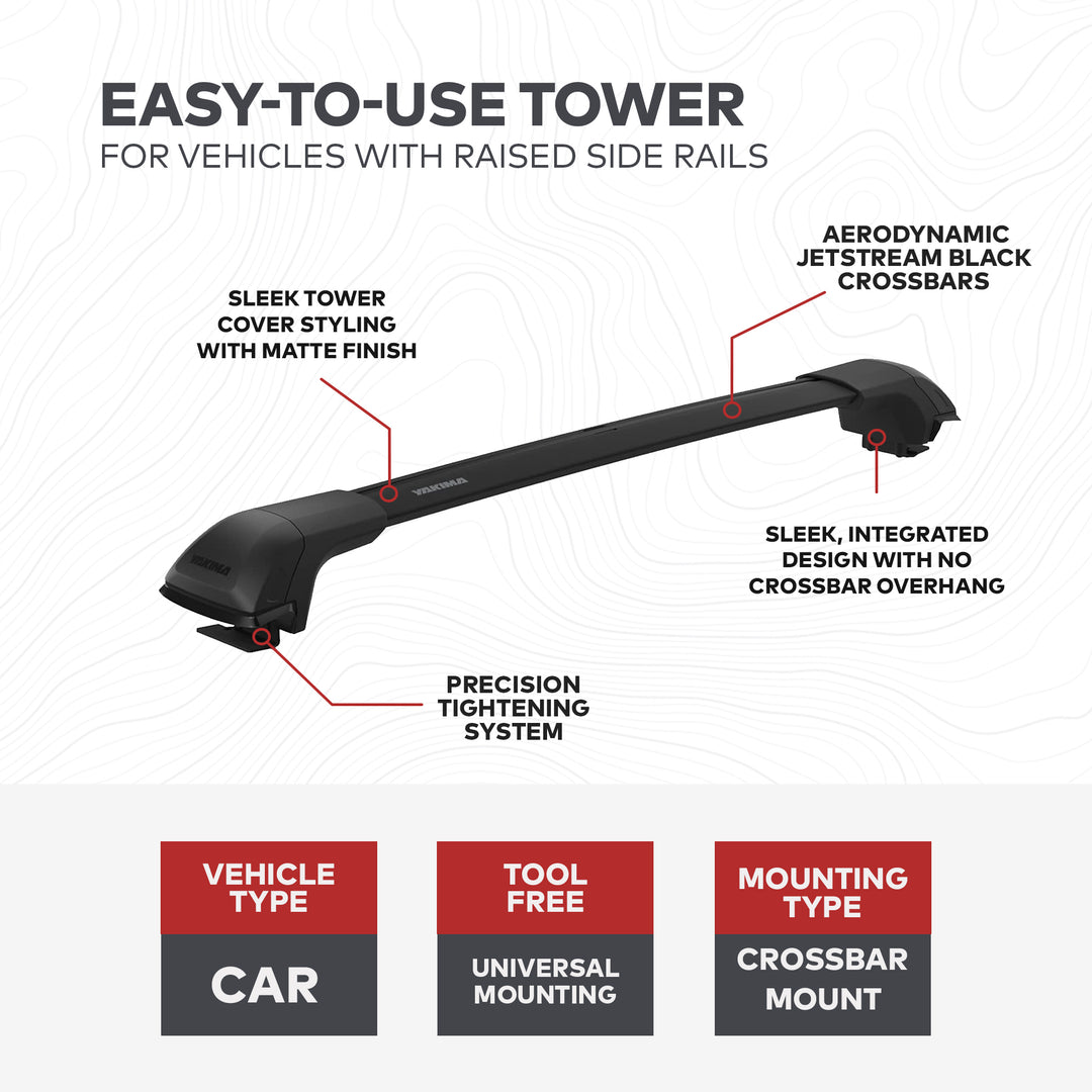 Yakima FX SM Single Integrated Crossbar for Raised Rails, Matte Black (Open Box)