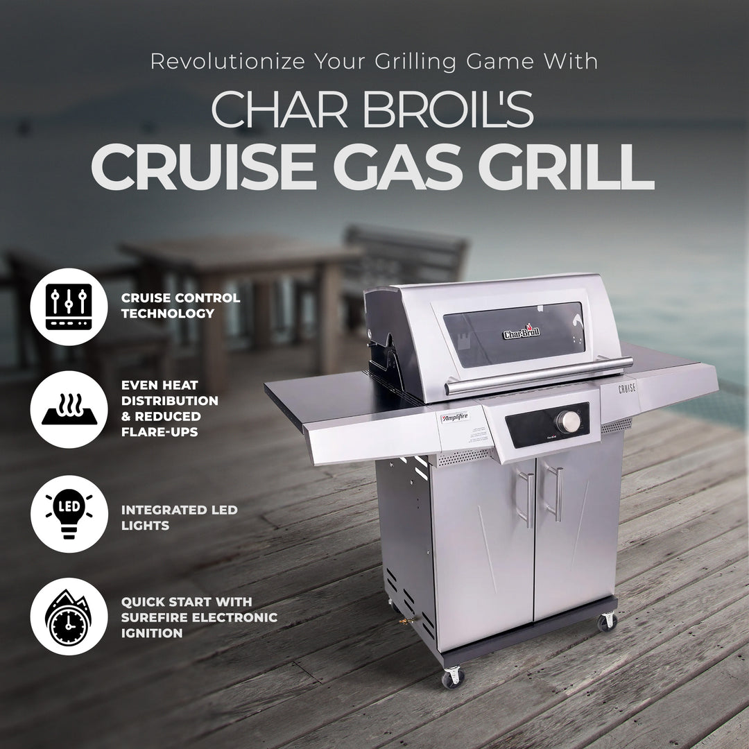 Char-Broil Cruise Control Gas Grill w/3 Burners & Stainless Steel (Used)