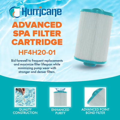 Hurricane Filters HF4H20-01 Advanced Spa Filter Cartridge Replacement for PSG25P4, Unicel 4CH-20, Filbur FC-0185, and Other Compatible Models