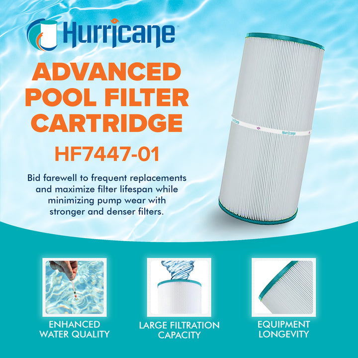 Hurricane Advanced Pool Filter Cartridge for C-7447, PA50SV, FC-1235, & Hayward, 2 Pack