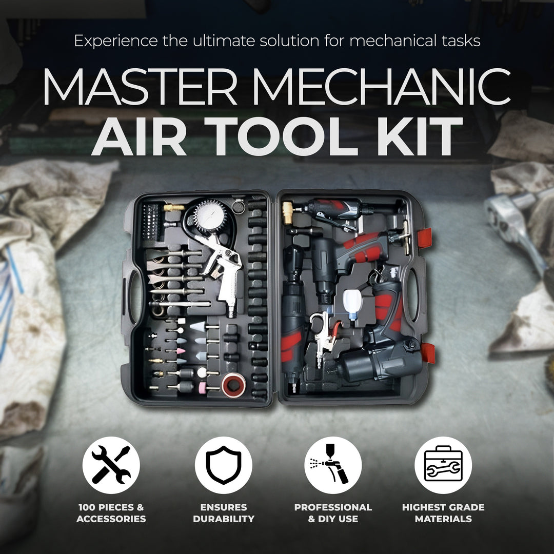 Master Mechanic 100PC Air Tool Kit with Impact Wrench and Ratchet Wrench (Used)