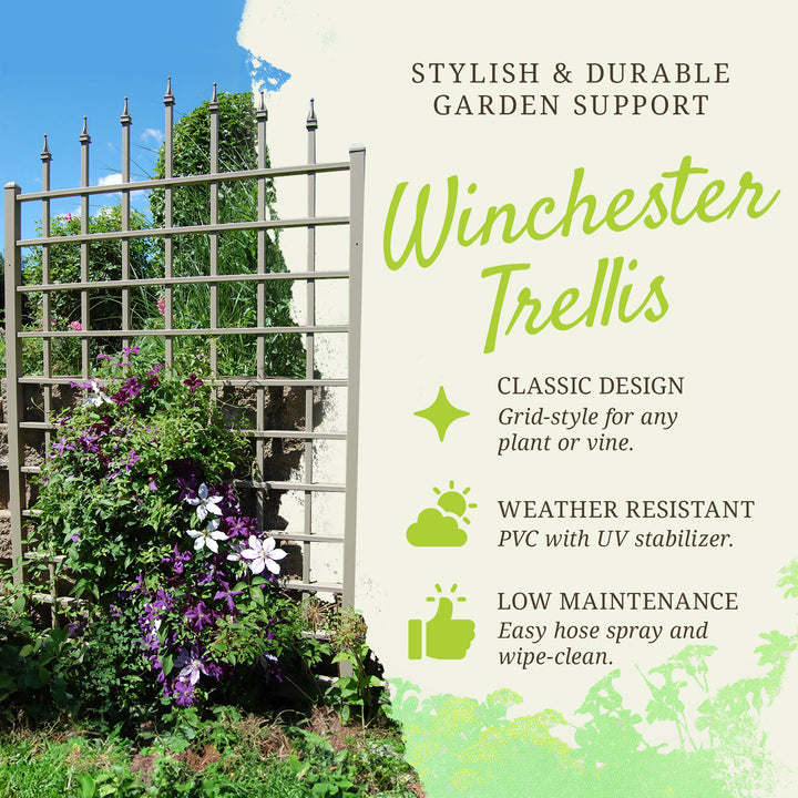 Dura-Trel Winchester 57 x 95 Inch PVC Outdoor Garden Trellis, Mocha (For Parts) - VMInnovations