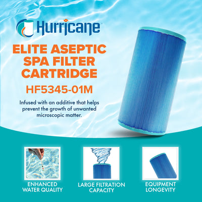 Hurricane 4 Pack HF5345-01M Elite Aseptic Pool Spa Filter Cartridge Replacement