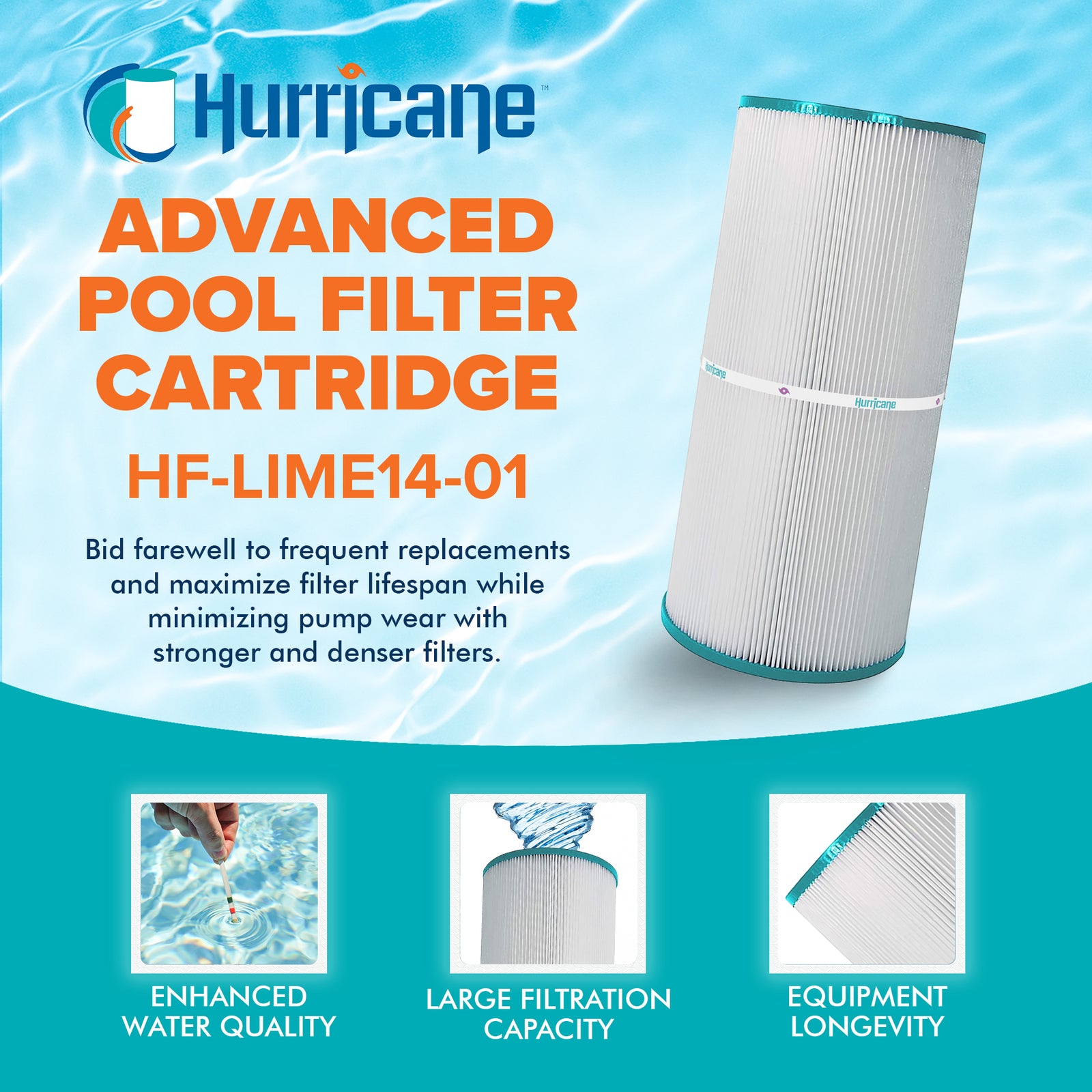 Hurricane Spa Filter Cartridge for Filbur FC-3921 and Limelight Tub, 4 Pack - VMInnovations