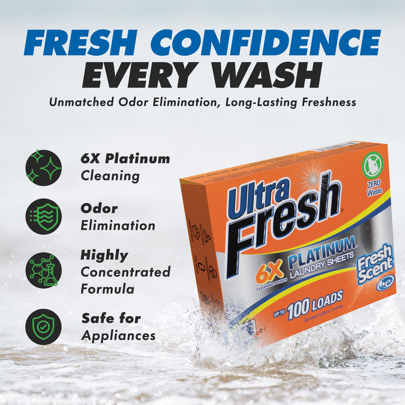 Ultra Fresh Platinum 6X Laundry Detergent Sheets with Fresh Scent