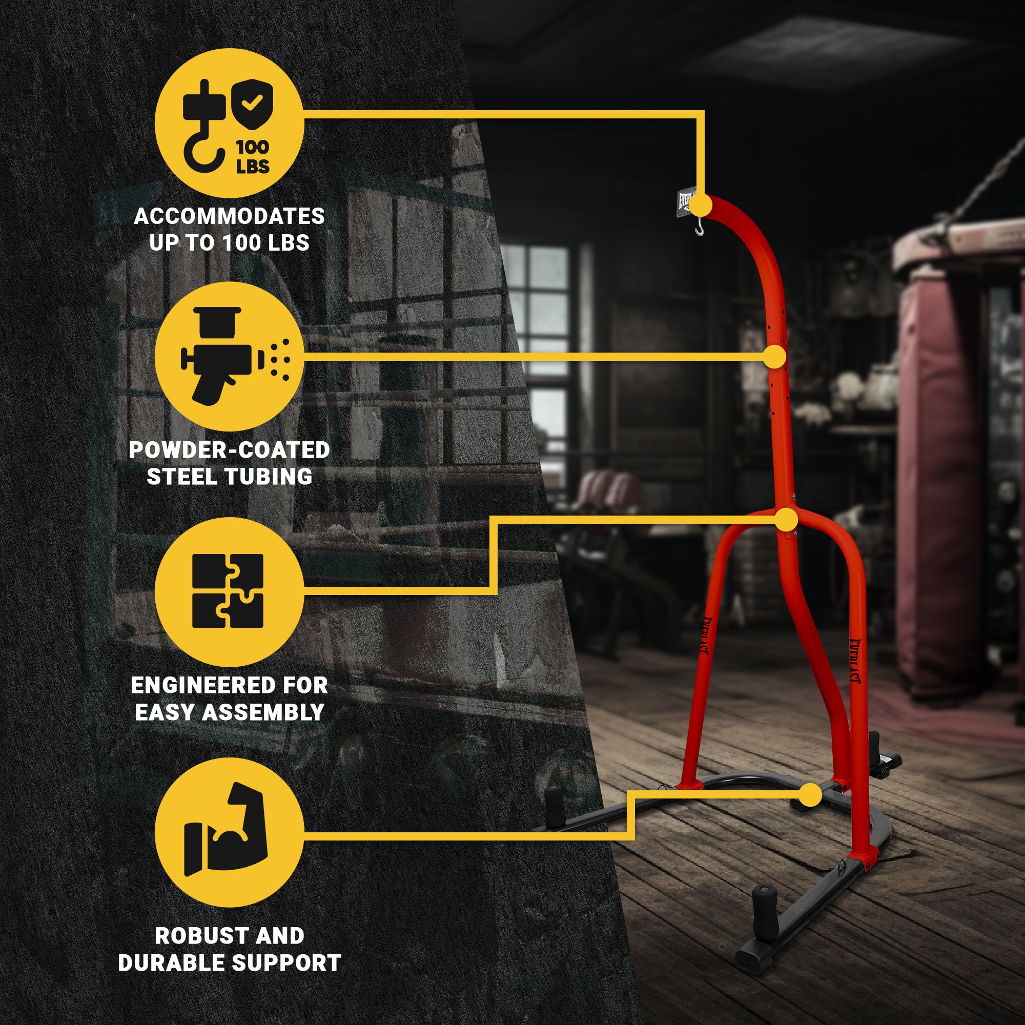 Everlast 100lb Capacity Heavy Duty Steel Punching Bag Stand, Red (Used) - VMInnovations