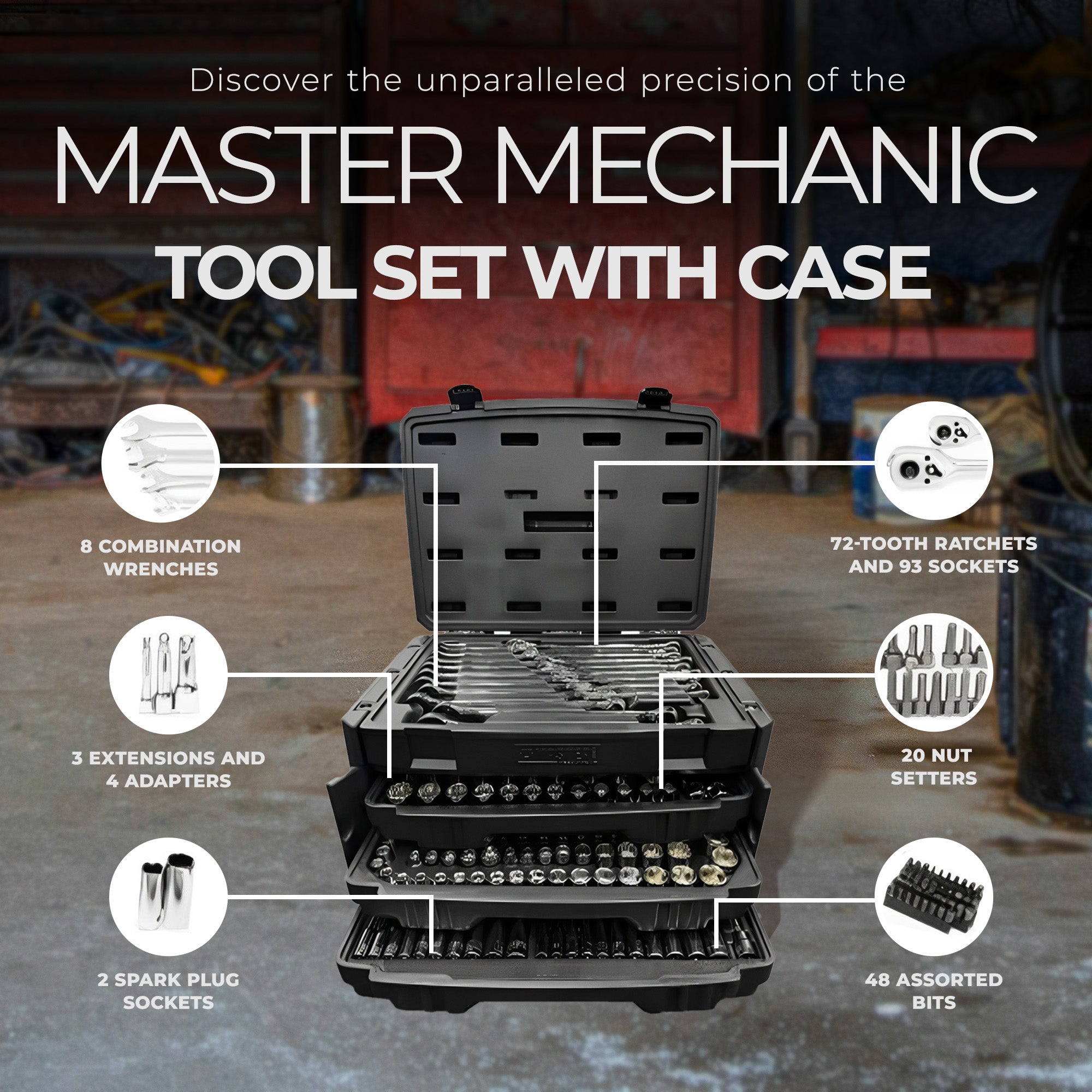 Master Mechanic 205 Piece Mechanics SAE Metric Socket & Tool Set w/ Case (Used) - VMInnovations