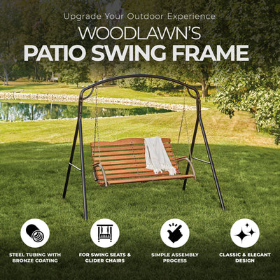 Woodlawn Swing Frame w/Steel Tubing & Powder Coated Finish, Bronze (Open Box) - VMInnovations