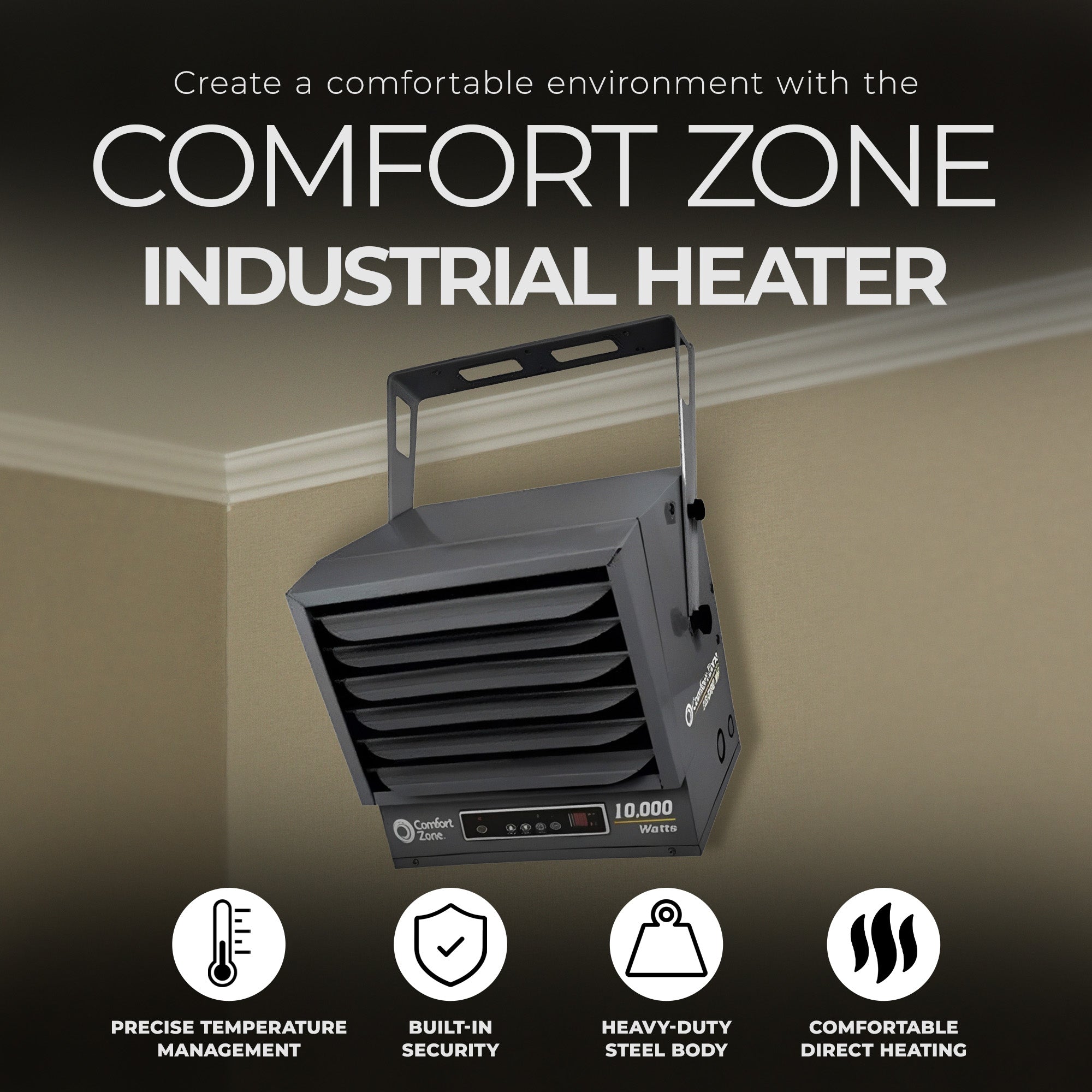 Comfort Zone 10,000W Fan Forced Ceiling Mount Industrial Heater, (Used) - VMInnovations