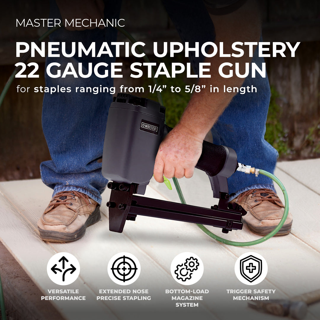 Master Mechanic Upholstery Stapler, 22 Gauge Heavy Duty Staple Gun (Open Box)