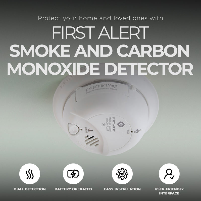 First Alert Smoke and Carbon Monoxide Alarm Detector with 9 Volt Battery, White