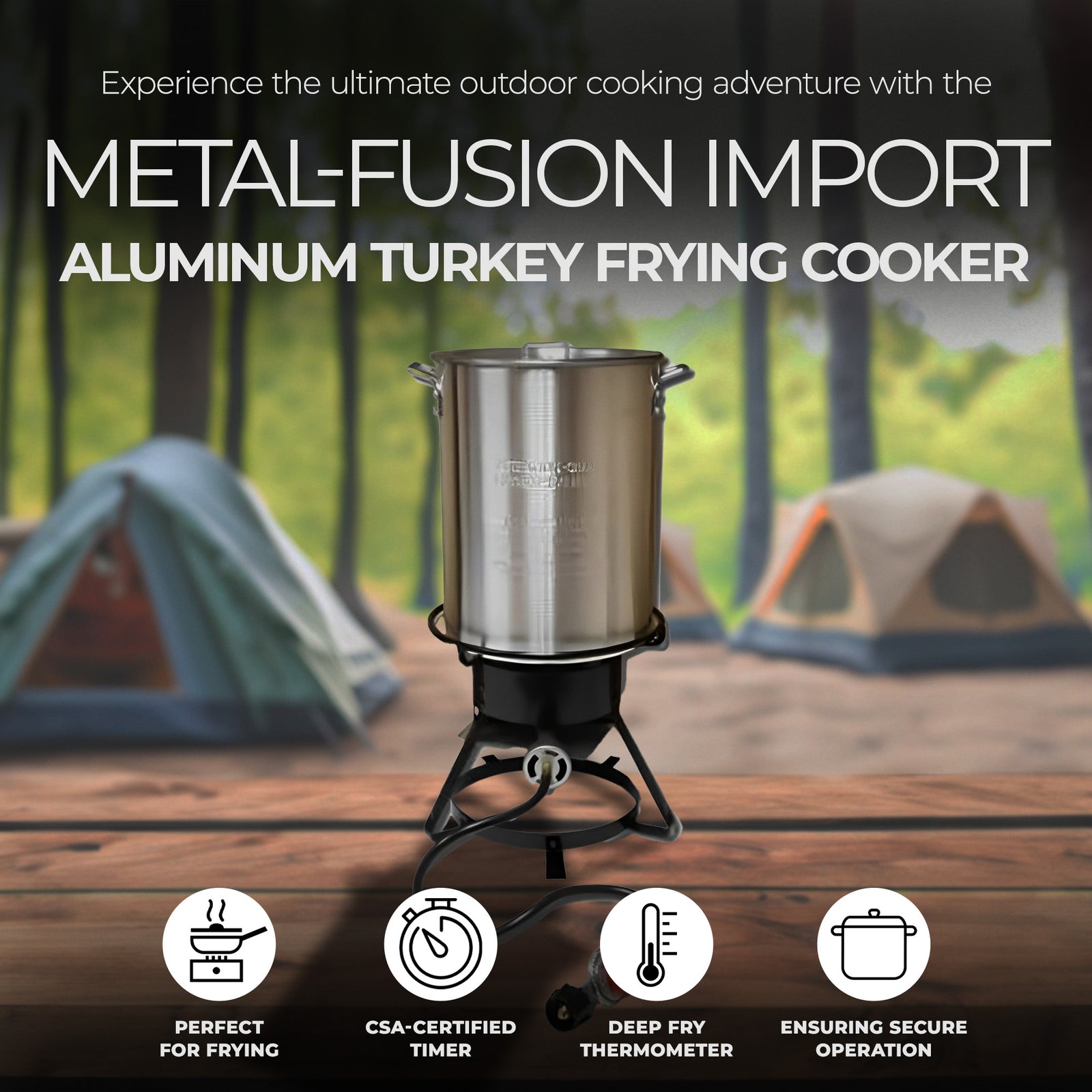 Metal-Fusion Import 29 Quart Aluminum Turkey Frying Cooker Package w/38,000 BTU - VMInnovations