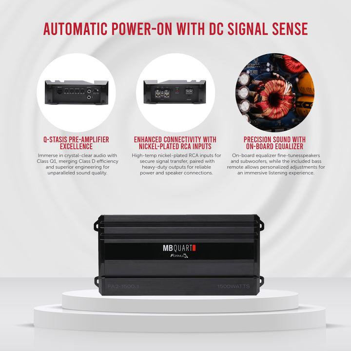 MB Quart Formula 1,500 Watt Mono Car Audio Mobile Amplifier, FA2-1500.1, Black - VMInnovations