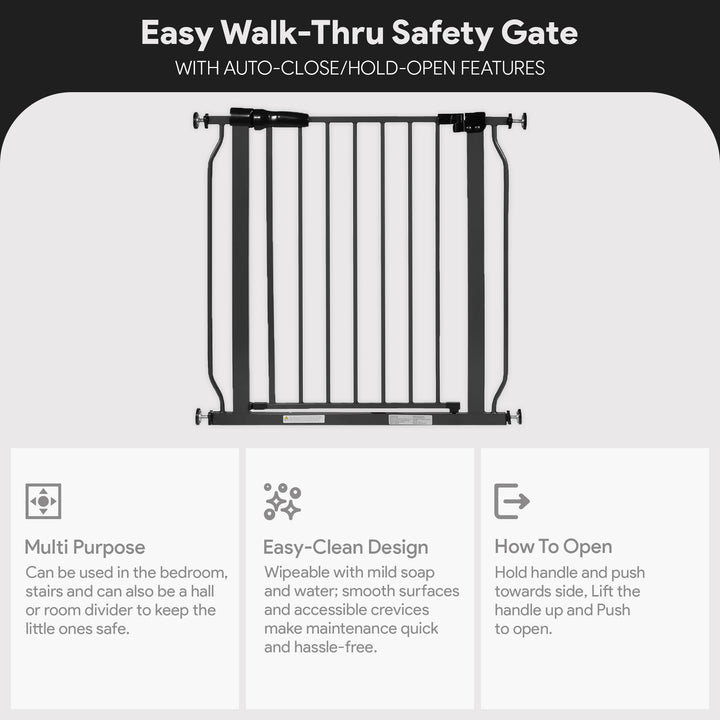 BalanceFrom Walk-Thru Safety Gate for Baby and Pets, 29.1-33.8"W, 30"H, Graphite