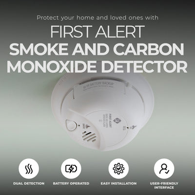 First Alert 2 Pack Smoke and Carbon Monoxide Alarm Detector with 9 Volt Battery