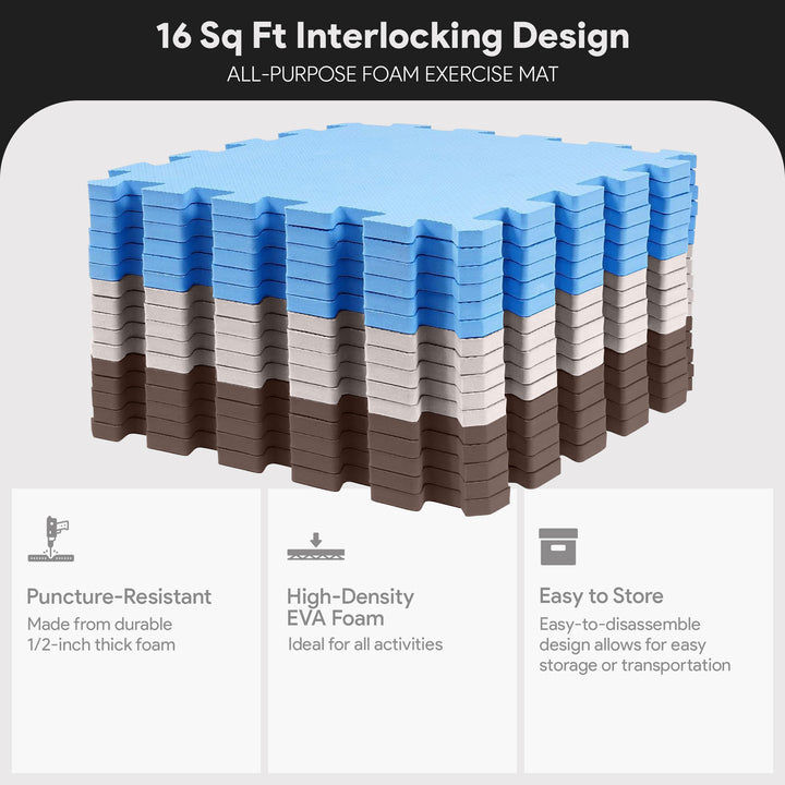 BalanceFrom Fitness 16 Tile Thick Interlocking Puzzle Foam Exercise Mat (Used) - VMInnovations
