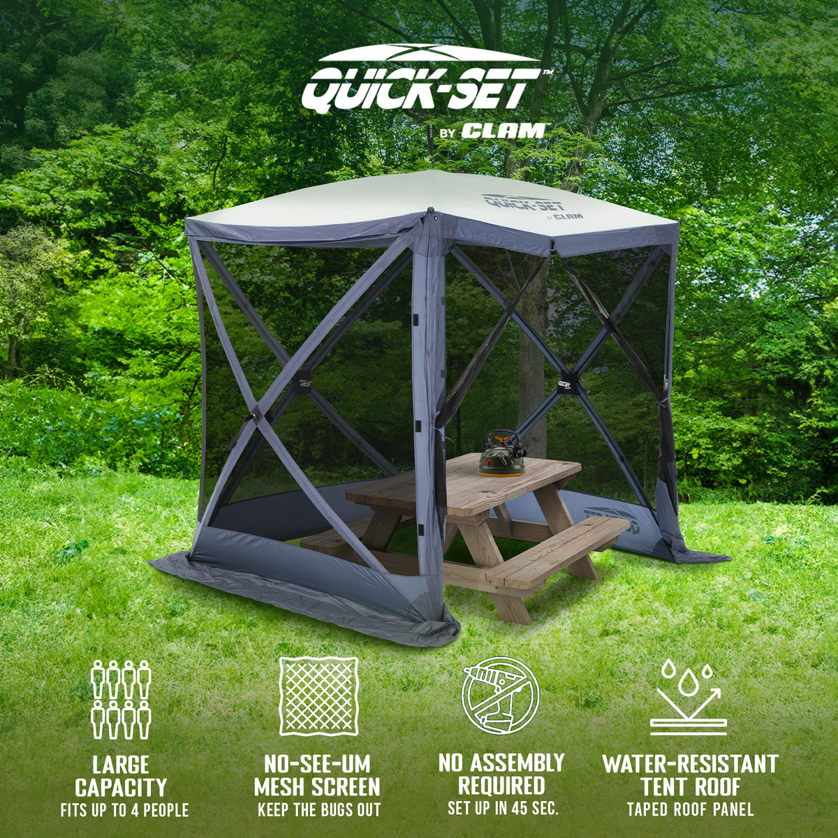 CLAM Quick-Set Traveler 6 x 6 Ft Portable Outdoor 4 Sided Canopy Shelter, Blue - VMInnovations