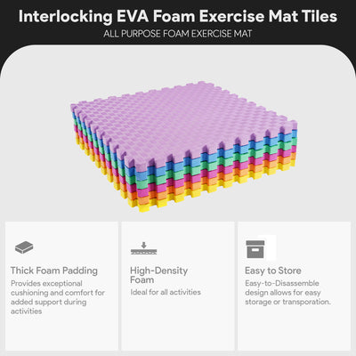 BalanceFrom Fitness 24 Sq Ft Interlocking EVA Foam Exercise Mat Tiles, Multi - VMInnovations