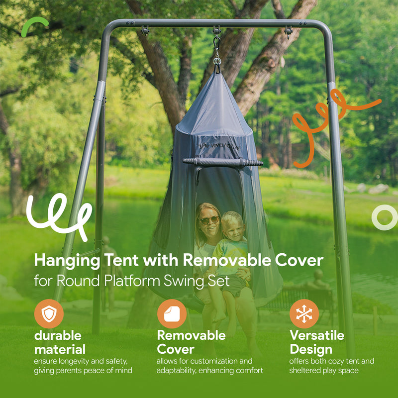 gobaplay Hanging Tent for Round Platform Swing Set w/Removeable Cover,Grey(Used)