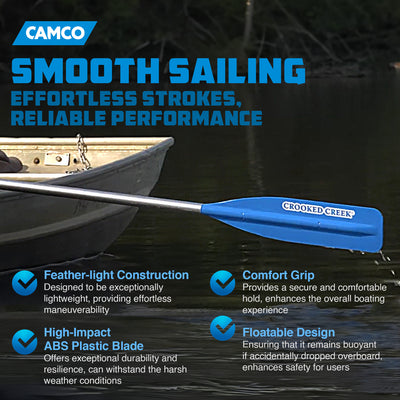 Camco CROOKED CREEK 7' Lightweight Synthetic Boat Oar with Comfort Grip, Blue - VMInnovations