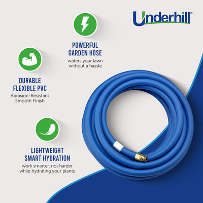 Underhill UltraMax Blue Premium 1 Inch x 50 Foot Heavy Duty Garden Water Hose
