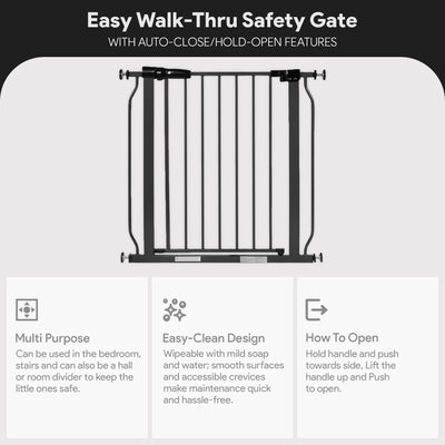 BalanceFrom Walk-Thru Baby/Pet Safety Gate, 29.1-33.8"W, 30"H Graphite(Open Box)