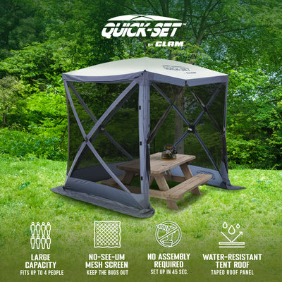 CLAM Quick-Set Traveler 6x6 Ft Portable 4 Sided Canopy Shelter, Blue (Used) - VMInnovations